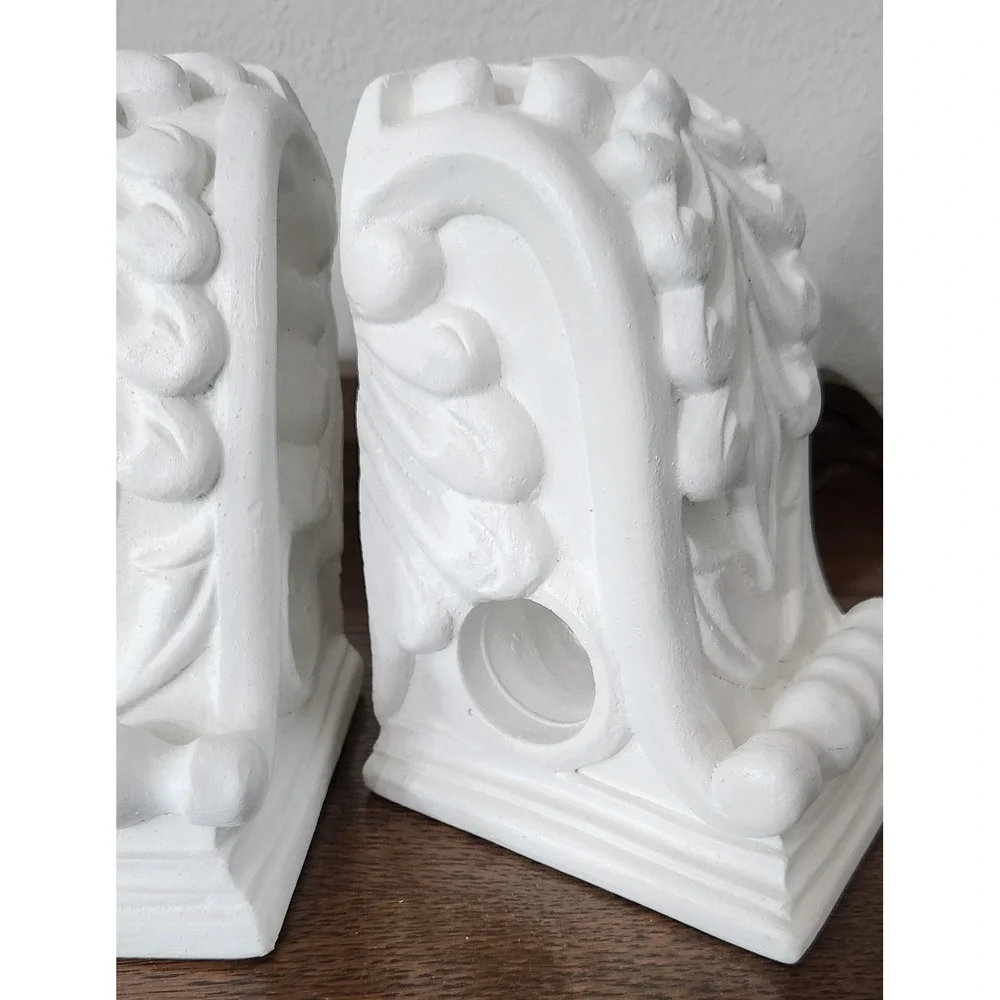 Pair of Drapery Sconce Corbels Curtain Rod Holders Fleur-de-lis French Victorian
